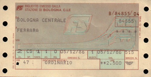 Biglietto treno del 1986 - treno,