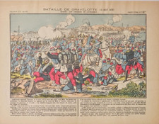 Old Antique Stampa Imagerie Pellerin a Epinal- Bataille de Gravelotte n. 138