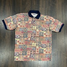 Rara - Vintage - FILA -Maglia Tennis/Golf Polo - Stampa Foglia - Made In Italy - XL