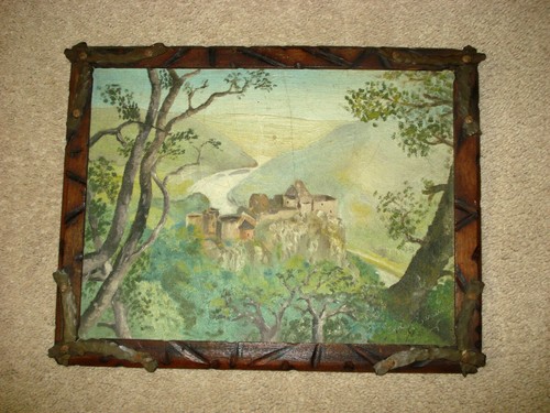 Dipinto olio paesaggio - , con