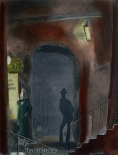 Antica stampa francese André Dignimont litografia a colori DUNKIRK PROSTITUTE