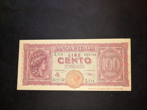 100 lire turrita 1944 errore