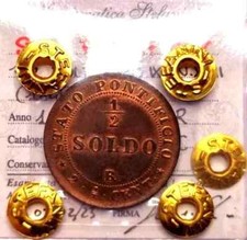 PIO IX STATO PONTIFICIO 1/2 SOLDO 1867 ROMA FIOR DI CONIO RAME ROSSO ECCEZIONALE