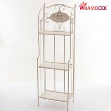 ETAGERE Libreria scaffale ferro bianco home 3 mensole piani 40x25 h124 shabby