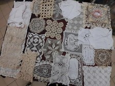 Lotto stock 23 centrini ricamati uncinetto file ricami a mano pizzo fuselli 