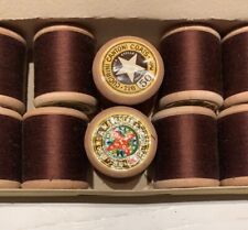 SCATOLA VINTAGE FILO RICAMO A MACCHINA "STELLA" MARRONE 10 ROCCHETTI DA 228 MT.