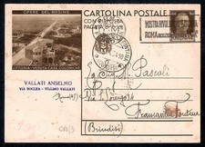 STORIA POSTALE REGNO 1934 Intero OdR 30+30c da Roma a Francavilla Fontana (Z5)