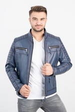 Men's Blue Leather Jacket
