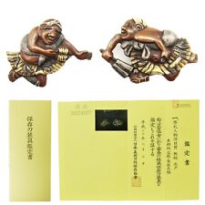 Menuki Mito NBTHK Hozon Certificato Giapponese Antica Spada Fitting Samurai