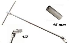 CHIAVE PER CANDELE A T SNODABILE MISURA 1/2 LUNGHEZZA 450 mm CON BUSSOLA 16 mm