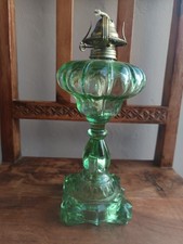 Lampada Ad Olio D'epoca Vetro Verde Nuovo D'epoca