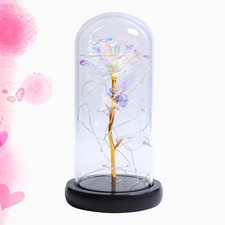  Feuille d'or simulée Bouteille en verre Rose Lampe LED Imitation Fleur d'or LED