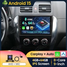 Autoradio 4+64GB Android 15 Apple Carplay GPS Navi Wifi per SUZUKI SX4 2006-2013