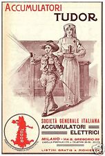 PUBBLICITA' 1916 ACCUMULATORI AUTO TUDOR CROCE ROSSA BOY SCOUT BATTERIA TORCIA 