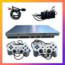 Console Playstation 2 PS2 Slim Silver Argento SCPH-90004 Usata + 2 Controller