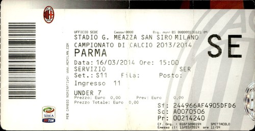 Biglietto stadio milan vs - biglietto,