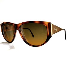 occhiali da sole GUCCI vintage sunglasses gold metal temples GG logo brown 90s