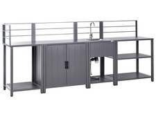 Set cucina da esterno 4 pezzi Armadio in alluminio Isola Lavello Grigio Viggiano