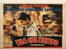 Fotobusta originale VIA COL VENTO  Clark Gable Vivien Leigh Prima Edizione 1948