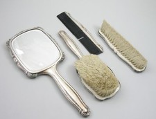 Pettine spazzola a specchio 4 pezzi argento 800 tedesco Johann Beck 1900 circa