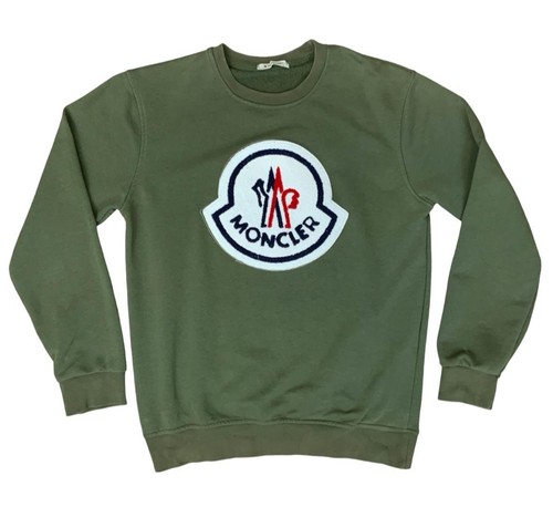 Felpa moncler verde oliva logo - moncler,