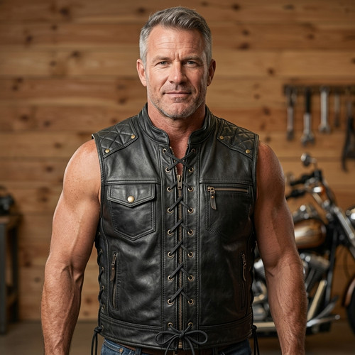 Gilet uomo vera pelle - , nero