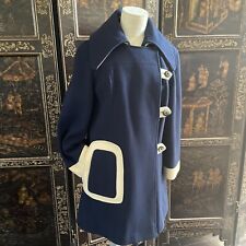 Cappotto Vintage Pierre Cardin Mod anni 60 Lana Blu Panna Qualità Museo Taglia M Wow