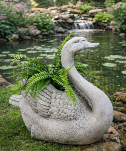 Grande fioriera cigno bianco