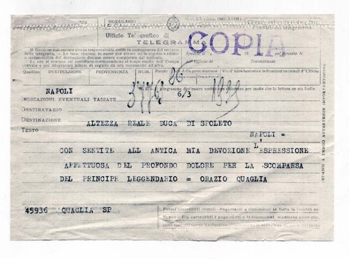 Telegramma morte amedeo - morte, di