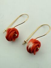 orecchini earrings  ROSE CORALLO rosso cerasuolo  CORAL solid gold ORO 18 KT-750