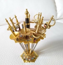 Porta 11 spade miniatura Oro di Toledo Spagna souvenir arte moresca espositore 