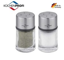 SET 2 MINI SPARGI SALE E PEPE IN VETRO E ACCIAIO INOX "KUCHENPROFI" GERMANY