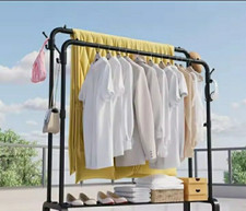 Appendiabiti Stand Attaccapanni Stendino Barra Doppia Nero 96 X 143 X 42 Ruote