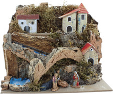 Paesaggio per Presepe Con Natività 3 Soggetti 3,5 Cm, Ambientazione Rustica Arti