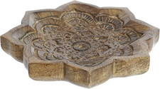 | Vassoio Svuotatasche in Legno Con Manico Mandala Floreale, Scuro, 22X22X4 Cm