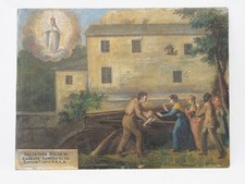 Antico Ex-Voto su lamina metallica, firmato e datato 1875