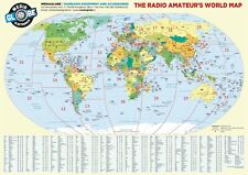 CARTINA RADIOAMATEUR WORLD'S MAP PREFISSI INTERNAZIONALI DIMENSIONI 84 x 60