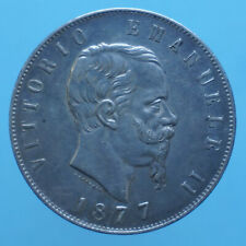 VITTORIO EMANUELE II 5 LIRE 1877 ROMA ARGENTO SILVER MONETA COIN NUMISMATICA