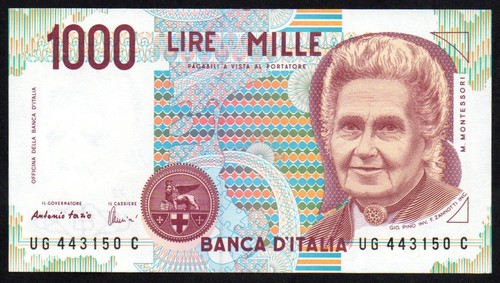 Banconota 1000 lire montessori - banconota,
