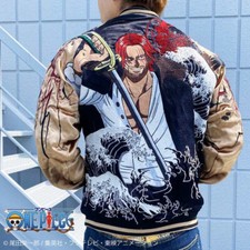 Giacca raso Karakuri Tamashii x ONE PIECE rosso-udito gambo Sukajan reversibile