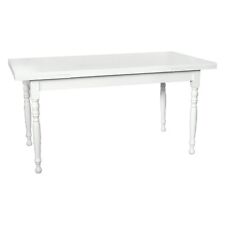 TAVOLO ALLUNGABILE IN LEGNO GAMBE TORNITE SHABBY CHIC LACCATO BIANCO