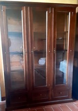 Mobile Vetrina in Legno di Noce Nazionale con 3 ante e 3 cassetti