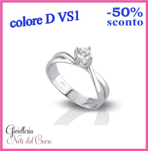 Anello solitario oro - solitario, bianco