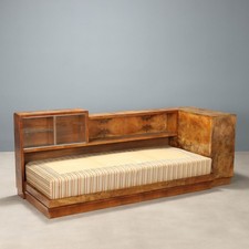 Letto Art Déco Vintage Legno Impiallacciato Radica Design Anni 40 Originale