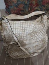 Borsa  grande Donna colore beige/crema eco pelle ricamata molto bella originale