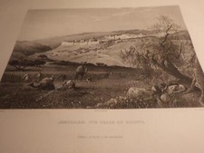 1880.view of Jerusalem.Scopus. (Israel .engraving.orientalism).