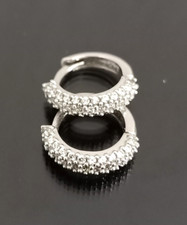 ORECCHINI IN ORO BIANCO 18 CT 750 E ZIRCONI MADE IN ITALY DIAMETRO INTERNO 9 MM