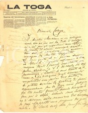 1932 NAPOLI - LA TOGA - Lettera direttore Domenico GALDI per cerimonia AUTOGRAFO