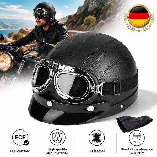 Casco moto mezza guscio pelle - casco,