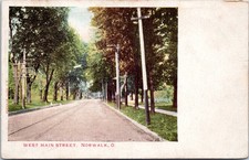 West Main Street, sezione residenziale Norwalk Ohio - c1901-1907 cartolina Udb